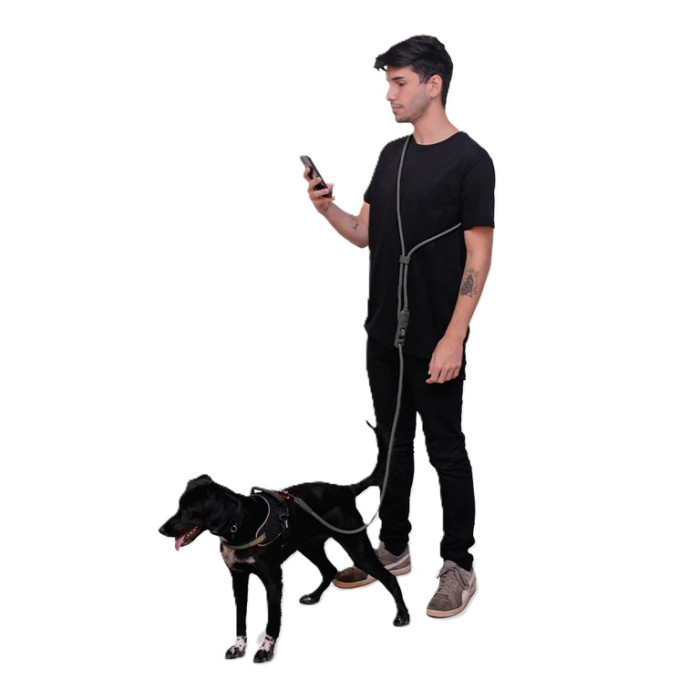 Повідець для собак Zee.Dog - Titanium grey Hands-Free Leash, 120 - 240 см
