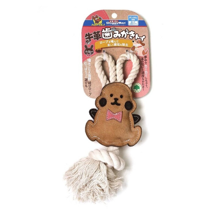 Жувальна іграшка з канатом DoggyMan Leather Rabbit with Rope