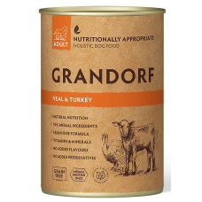 Вологий корм для дорослих собак Grandorf ADULT телятина з індичкою, 400 г