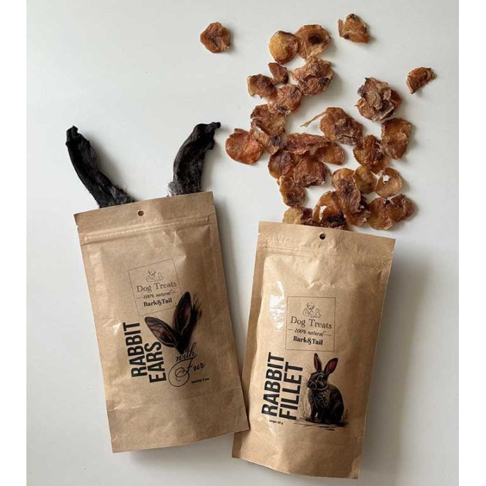 Натуральні ласощі для собак чіпси з філе кролика Bark Tail
