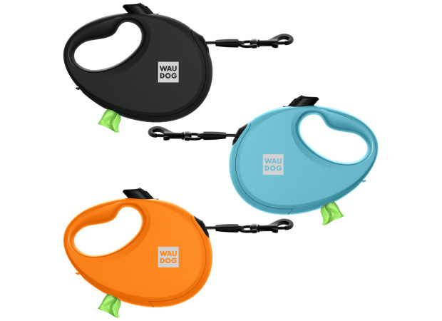 Повідець-рулетка для собак WAUDOG R-leash з контейнером, M, до 20 кг, 5 м