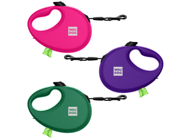 Повідець-рулетка для собак WAUDOG R-leash з контейнером, M, до 20 кг, 5 м